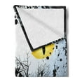 thumbnail image 2 of Horror House Soft Flannel Fleece Blanket, Scary Eyes Backgrounded Leafless Old Branch Angry Hunt Cat Animal Creature, Cozy Plush for Indoor and Outdoor Use, 70" x 90", Yellow Black, by Ambesonne, 2 of 5