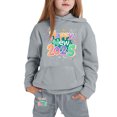 thumbnail image 2 of LUOGENLI Outfits Girls Rompers Size 14-16 Shorts 2025 New Year Printing Children's Middle and Large Children's Long Sleeved Letter Print Hooded Top Sweater Pants Set Grey 3-4 Years, 2 of 4