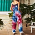 thumbnail image 3 of JULMCOMO 4th of July Jumpsuits for Women 250th Year Plus Size Cotton Linen Adjustable Straps Red White Blue Pants Stars Stripes Sleeveless Patriotic Overalls Royal Blue 3XL, 3 of 4
