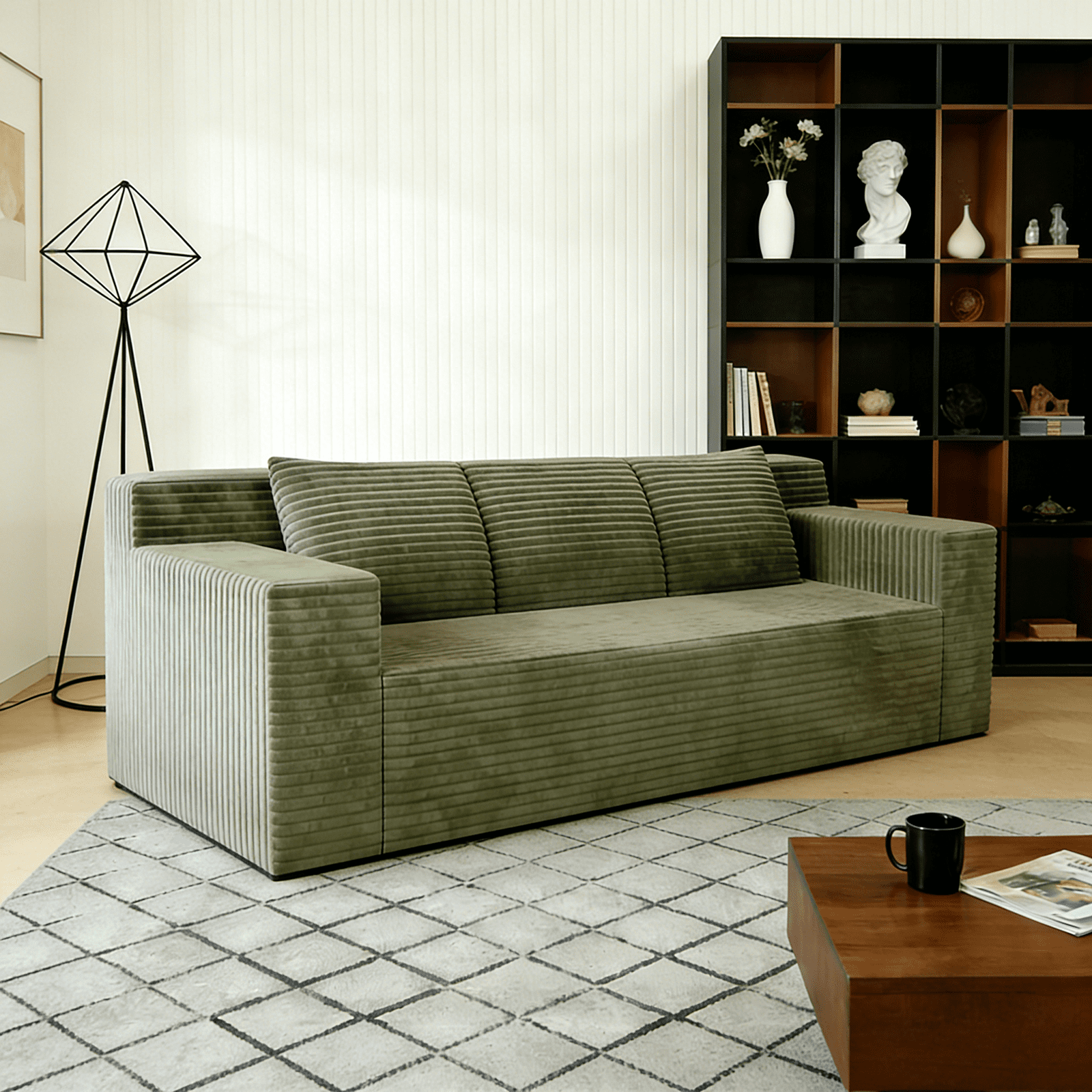 71" 3 Setaser Sofa,Corduroy Fabric,Deep Seat Couches,Comfy Loveseat Sofa,No Assembly,1pcs for Living Room, BedRoom,Conference Room, Apartment
