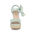 thumbnail image 6 of BLISSFUL STEP Women's Shoes Floral Printed Bow Tie Platform Slingback Espadrille Wedge Sandals Sky Blue 7, 6 of 7