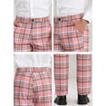 thumbnail image 6 of INSPIRE CHIC Men's Pants Plaid Flat Front Elastic Waist Button Pants 34 Pink, 6 of 7