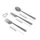 thumbnail image 4 of Juego de 3 utensilios para acampar, tenedor, cuchillo, cuchara de metal, cubiertos para acampar con mosquetón, 4 of 5