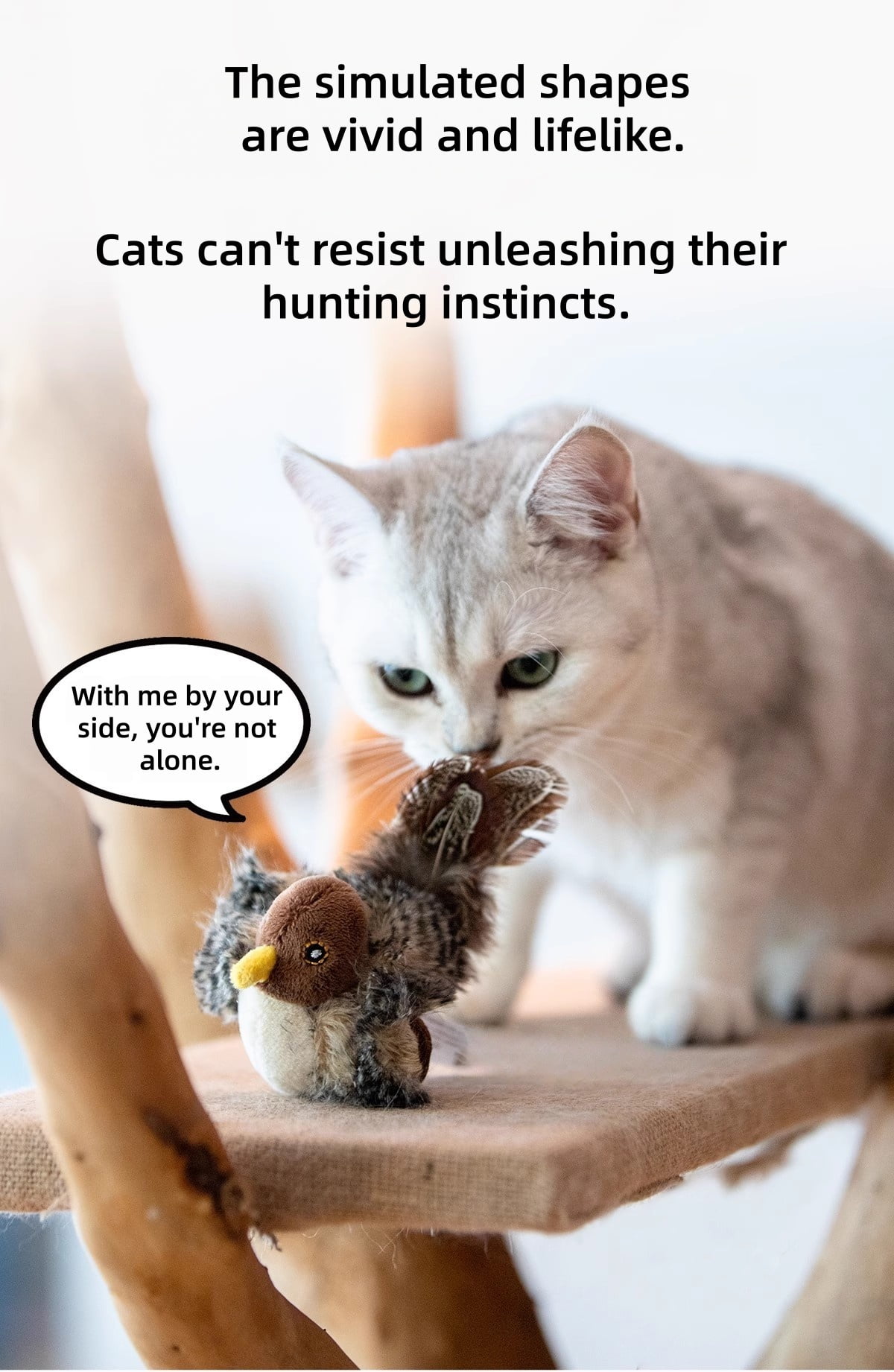 Realistic Sound Cat Teaser Toy, Simulated Interactive Chew Stick Wand, Durable Play Accessory Encouraging Activity Training Biting Entertainment Companion