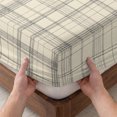 thumbnail image 3 of Twin Sze Fitted Sheet Set - Check Plaid 2 Piece Bedding Sets 16" Deep Pocket Fitted Sheet with 1 Pillowcase, Light Brown Grids Stripes Modern Minimalist Brushed Microfiber Hotel Luxury Bed Sheets, 3 of 9