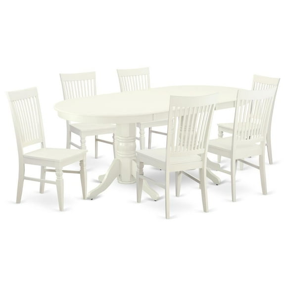 East West Furniture Dining Room Set Linen White, VAWE7-LWH-W