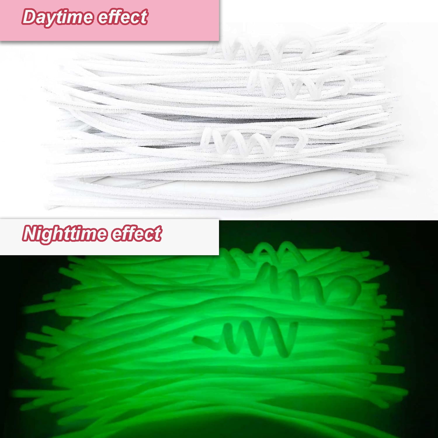 100PCS Glow in The Dark Pipe Cleaners Luminous Pipe Cleaners DIY Art Supplies and Craft Projects Creative Gift