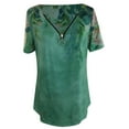thumbnail image 4 of Fridja T-shirt à Manches Courtes Ample Col en V Imprimé Rétro à Fermeture Éclair pour Femmes Été, 4 of 5