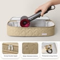 thumbnail image 5 of Portable Hair Tool Storage Organizer Bag, Double-Layer Travel Bag for One-Step Hair Dryer, Volumizer Hot Air Brush & Attachments, Bag Only, Quilted Khaki, 5 of 7