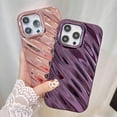 thumbnail image 3 of Designed for iPhone 14 Pro Max Case Cute Curly Water Ripple Pattern Wave Shape for Women Girl Men, Luxury Plating Shockproof Soft TPU Bumper for iPhone 14 Pro Max 6.7"-Purple, 3 of 7