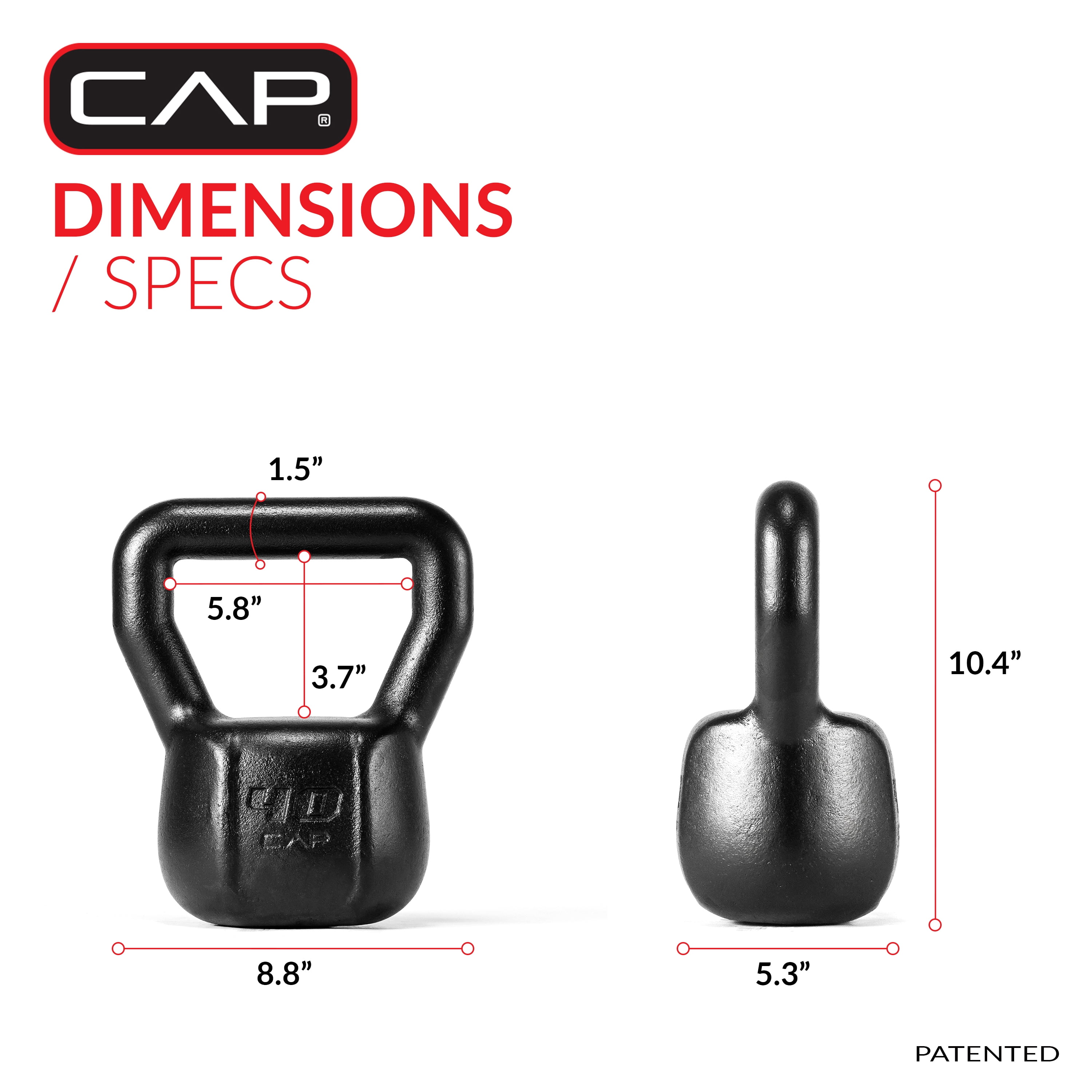 CAP Barbell Cast Iron Kettlebell, Home Gym Strength Training Weight, 40 lb