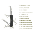 thumbnail image 4 of Swiss Tech Helfen 12-in-1 Multi Tool Knife, with a Stainless Steel Drop Point Blade and G10 Handle, 4 of 12