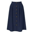 thumbnail image 3 of Women's High Waist Button Pocket A-Line Skirt - Solid Color Casual Style - Polyester Fabric - S-XL, 3 of 3