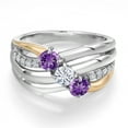 thumbnail image 3 of Gem Stone King 925 Silver and 10K Yellow Gold Purple Amethyst and Moissanite and Lab Grown Diamond Engagement Ring for Women | 0.88 Cttw | February Birthstone | Size 7, 3 of 6