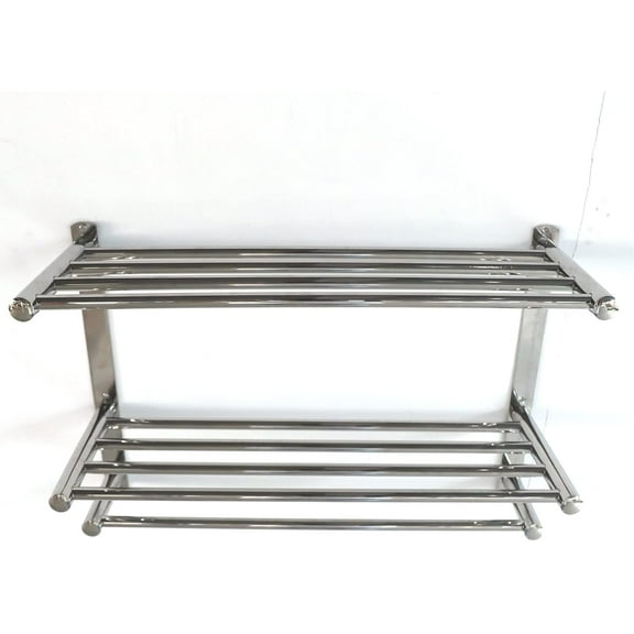 24 Inch Bathroom Shelf 3-Tier Wall Mounting Rack with Towel Bars,Bath Towel Bar,Hotel Towel Rack,Stainless Steel Wall Mounting Rack,Bath Towel Bar