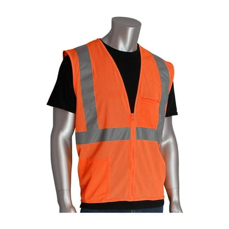 

Protective Industrial Products Zipper Mesh Vest Class 2 Hi-Vis Orange Ansi Type R 2X