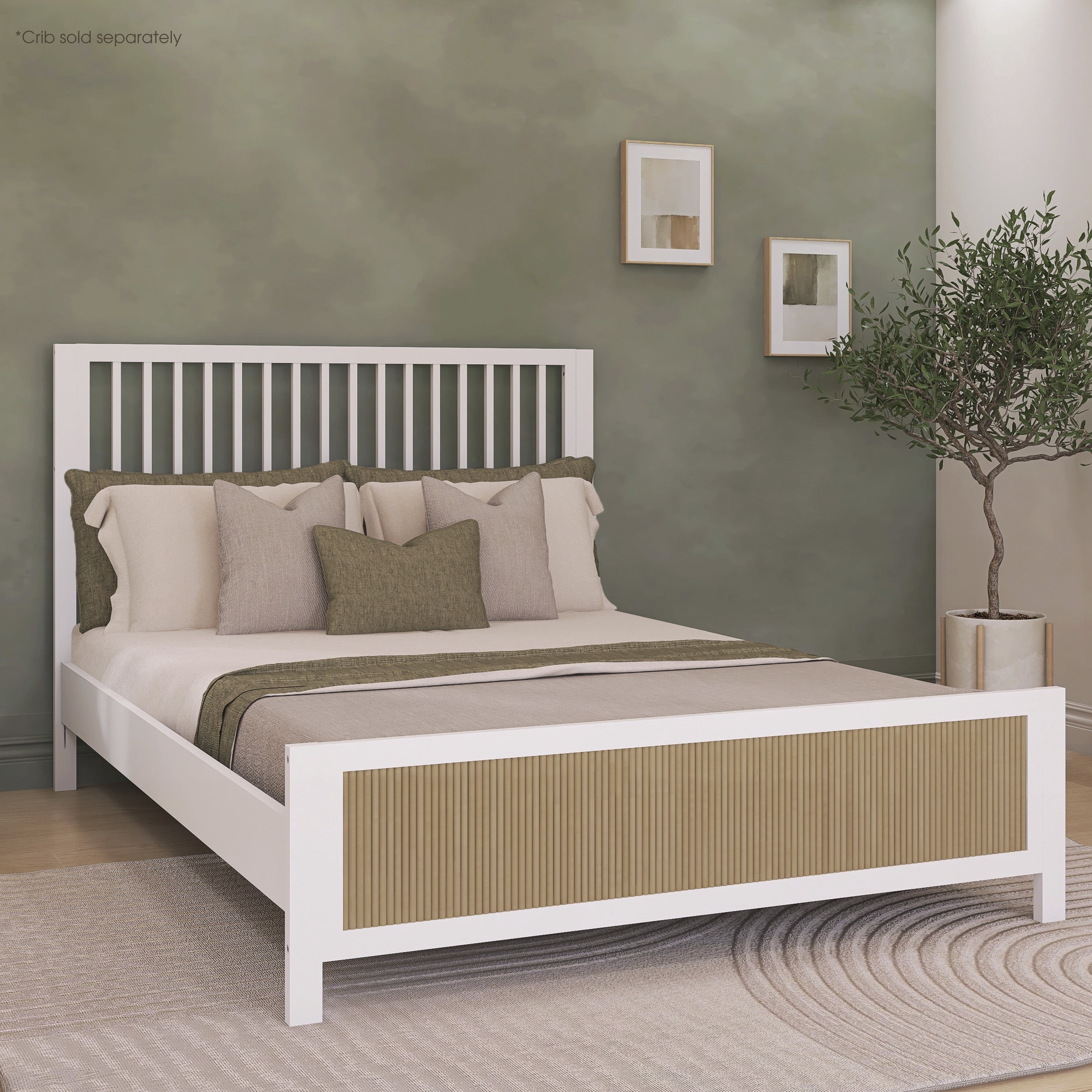 Evolur KD Convertible Crib Wooden Full Size Bed Rail, White