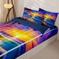 thumbnail image 3 of jejeloiu Dreamy Beach Sunset Zipper Twin Comforter Sets with Fitted Sheet and 2 Pillowcases For Girls,Tropical Palm Seashell Zipper Bedding Set,Purple Blue,Navy Blue Reversible,4-Piece, 3 of 7