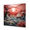 thumbnail image 2 of Designart "Waves Papercut Japon Coral wall decor I" Japanese Metal Art Living Room, 2 of 5