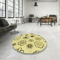thumbnail image 4 of Ahgly Company Machine Washable Indoor Square Transitional Sun Yellow Area Rugs, 7' Square, 4 of 7