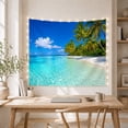 thumbnail image 5 of Tropical Beach Photorealistic with Right Side Frame Tall, Mystical Fantasy for Space Lovers, Galaxy Room Decor, Housewarming Gift, Tapestry Wall Hanging for Bedroom and Dorm, 5 of 7