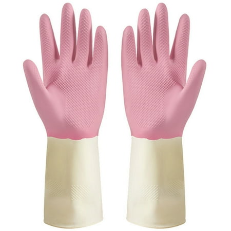 

Household Gloves Latex Reusable: 1 Pair Thick Dishwashing Gloves Kitchen Gloves