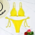 thumbnail image 2 of UTSJKR Deals Women's Sexy Bikini Sets for Women Triangle Spaghetti Strap Thong Bathing Suits 2 Piece Textured Swimsuit Swimwear Yellow S, 2 of 8