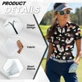 thumbnail image 5 of COEQINE Women V Neck Golf Shirts 1/4 Zip Moisture Wicking Polo Shirts Sheep Rainbow and Cloud Black Print Lightweight Golf Tops Pullover Short Sleeve Athletic Tops, XS, 5 of 7