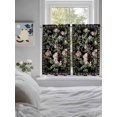 thumbnail image 3 of Black Spring Floral Bathroom Window Curtain, Elegant Pastoral Flowers Birds Watercolor Light Filtering Coffee Kitchen Curtains, Bedroom Living Room Curtains 2 Panel 84"x54", 3 of 6