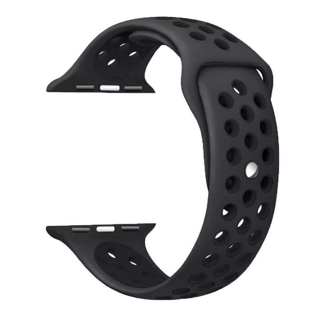 Apple Bracelet de Remplacement pour Montre Watch 38mm, Silicone Souple pour iWatch Apple Watch Série 1/2/3/Nike+ - Noir