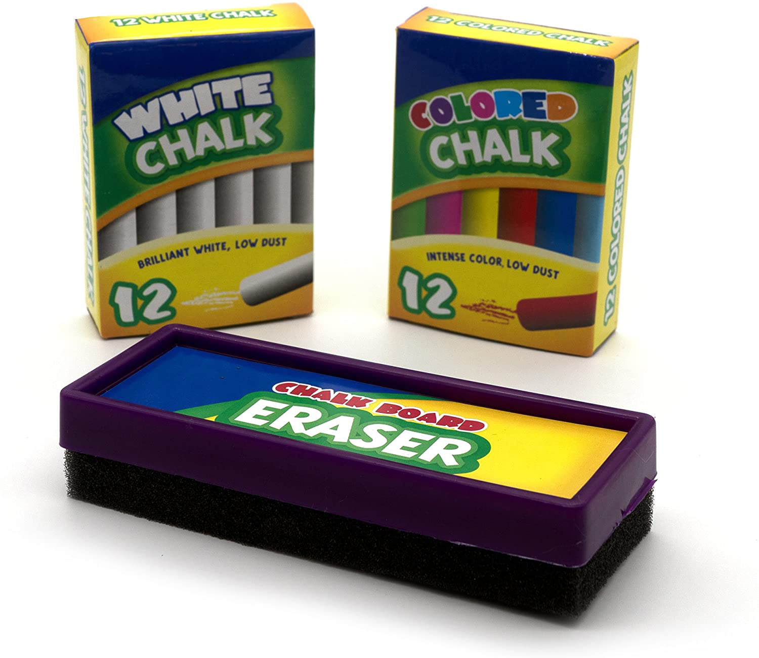 Emraw Chalk White Chalk Dustless Non-Toxic White Chalkboard Chalk School Office 