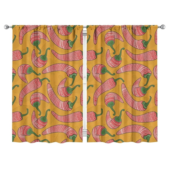 Boys Girls Kids Nursery Curtains Chili Pattern Red Print Pattern Window Drapes for Living Room Bedroom Playroom Decor Rod Pocket 52x84Inch 2 Panels