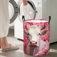 thumbnail image 6 of KLL Flower White Cow Waterproof Foldable Laundry Hamper Bucket with Handles for Storage Bin,Kids Room,Home Organizer (Small ), 6 of 7