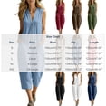thumbnail image 3 of Women's Summer Cotton Sleeveless Cropped Jumpsuit Solid‑Color Loose Casual V‑Neck 7/8 Length One‑Piece Pants with Pockets Blue XL(XL), 3 of 6