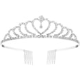 thumbnail image 1 of SHISUYAN Delicate Wedding Bridal Prom Shining Rhinestones Crown Tiara Headband with Comb (Silver), 1 of 9