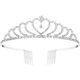 thumbnail image 1 of Delicada tiara con corona de diamantes de imitación brillantes para boda, novia, graduación y peine (plateada), 1 of 7
