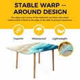 thumbnail image 4 of Teal Ombre Ocean Table Cloths for 3 Foot Rectangle Tables, Summer Beach Coastal Waves Gradient Patio Waterproof Elastic Fitted Tablecloths, Washable Rectangular Table Cover for Camping, 4 of 8