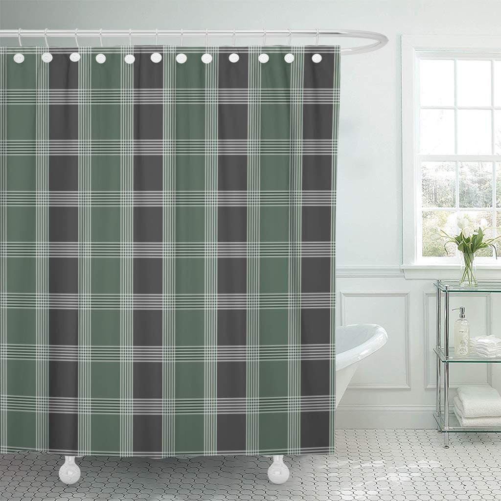KSADK Black Tartan Pattern Green and Grey Kilt Abstract and Lines