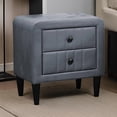 thumbnail image 6 of Rheo Nightstand, 2 Drawers, 22 Inch Upholstered in Dark Gray Velvet, 6 of 6