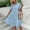 Blue, variant on MORTTIC Women's Solid Color Round Neck Short Sleeve Dress with Hollow-out Splice Design Summer Midi Dress Black，L