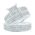 thumbnail image 3 of Sterling Silver His Hers Round Diamond Square Matching Wedding Set 7/8ctw, Women's Size: 5-10, Mens Size: 7-13, 3 of 3