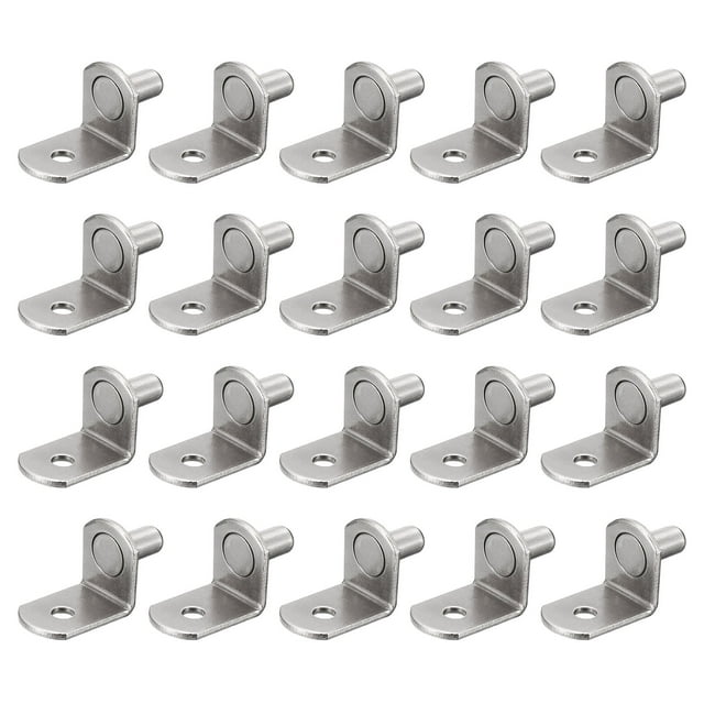 Pernos de soporte para estantes Uxcell, soportes en forma de L, pernos para estantes con agujero, tono plateado, 5 mm