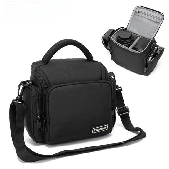 Waterproof Shoulder Camera Bag - Compact Sling DSLR/Mirrorless Camera Case, Fits 1 Camera & 2 Lenses, Shockproof Padding (Black)