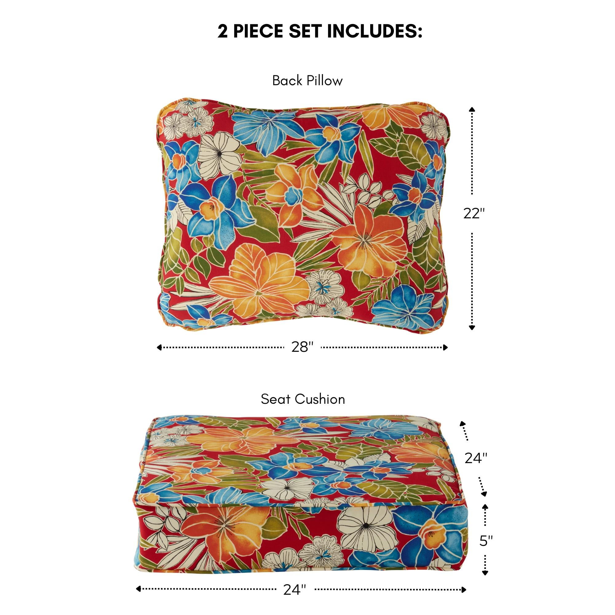 Greendale Home Fashions Outdoor 2-Piece Reversible Deep Seat Cushion Set, Aloha Red