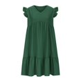 thumbnail image 5 of LWavelet Women's V-Neck Ruffle Sleeve Tiered Mini Dress for Casual & Party Wear Dark Green S, 5 of 5