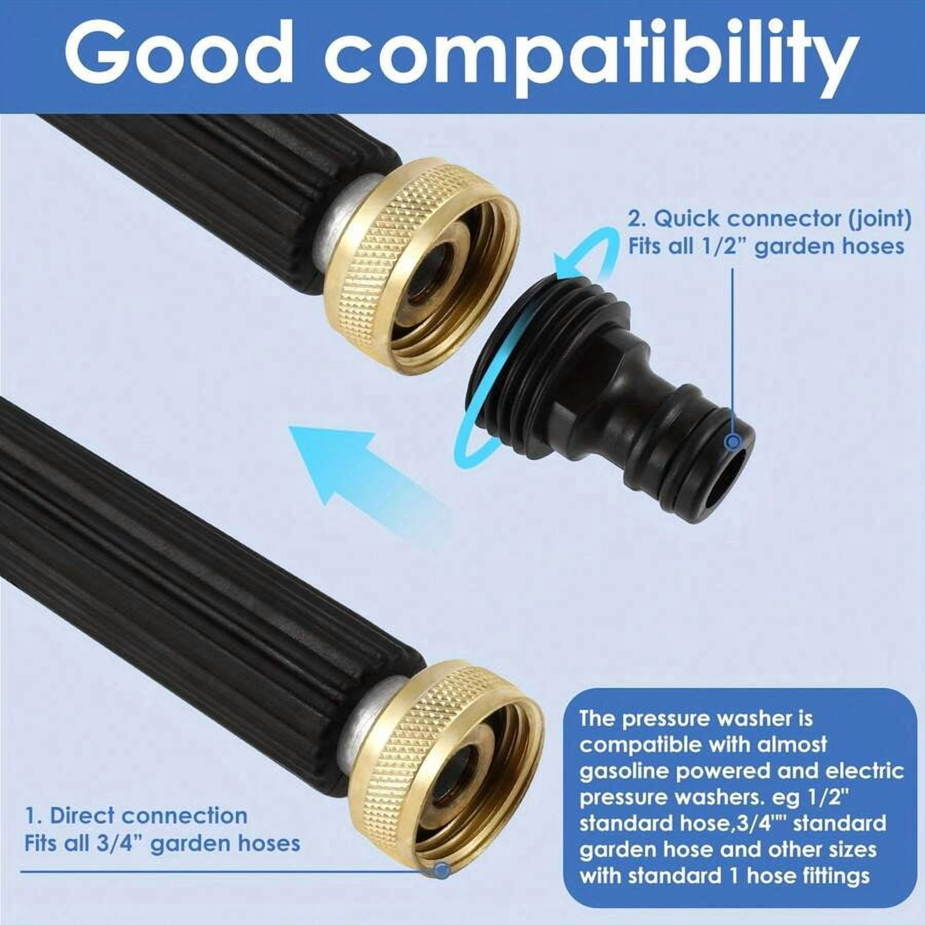 One High-Pressure Cleaning Water Gun, Equipped With Two Nozzles - A Versatile Gardening Hose Accessory, Suitable For Efficient Cleaning Of Cars And Gardens. No Batteries Required. Strong Structure