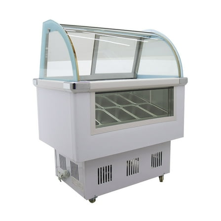 10 Pan Ice Cream Display Cabinets Hard Freezing Square Boxes Stores Commercial Electricity 220V 36Gal