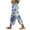 Blue, variant on Womens Pants Summer Floral Print Linen Drawstrings Elastic Waist Pants Lightweight Straight Casual Trousers With Pockets