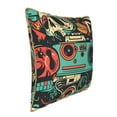 thumbnail image 2 of Fotbe Retro Pop Art Collage Pattern Velvet Decorative Throw Pillow Covers with Elegant Piping, Soft Plush Cushion Cover for Sofa, Bed, Car, Office-20"x20", 2 of 8