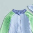 thumbnail image 4 of BOBOGOJP Baby Boys Girls Swimsuit One Piece Striped Zipper Bathing Suit Rash Guard Long Sleeve Seersucker Swimwear Sunsuit Light Blue for Size 0-3 Months, 4 of 6